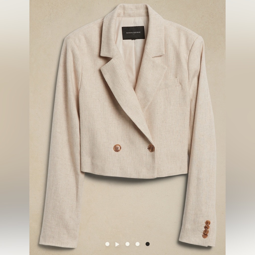 Banana Republic Factory LINEN-COTTON CROPPED BLAZER